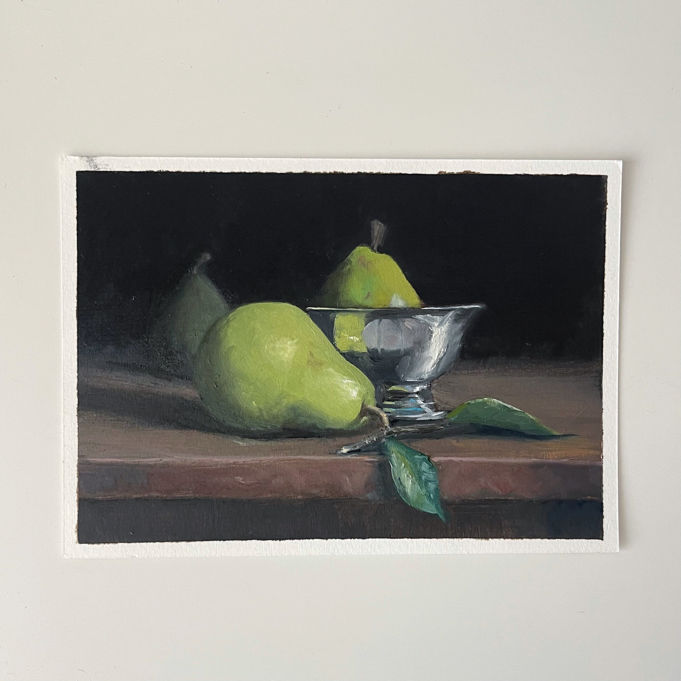 Bowl of pears. Acrylic on canvas hot paper.